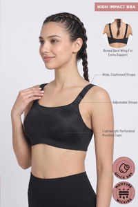 Zelocity High Impact Quick Dry Sports Bra - Jet Black — thumbnail 8
